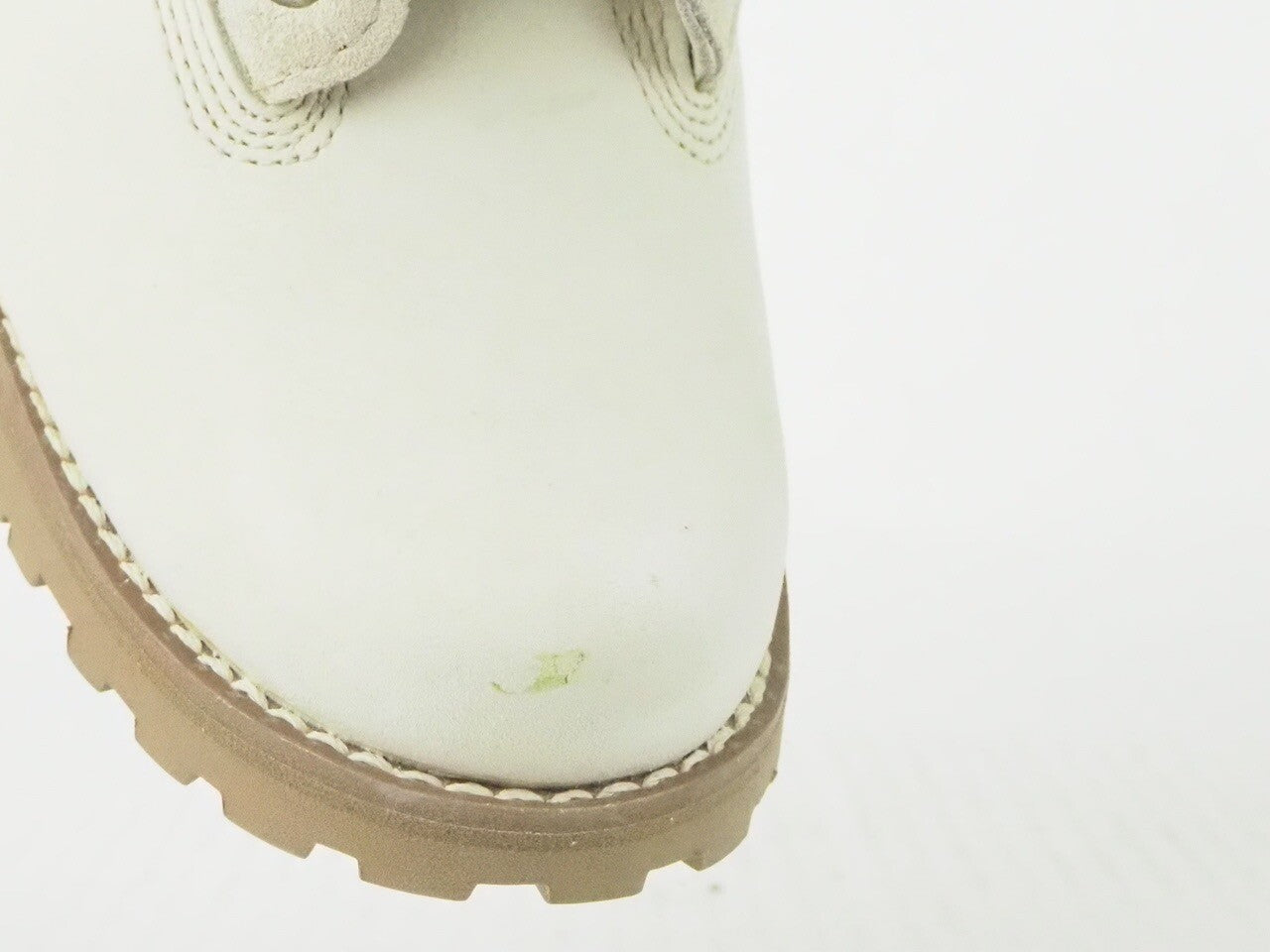 Youths Timberland Fold Over Premium 6 Inch 21726 Cream Leather Fur Lined Boots