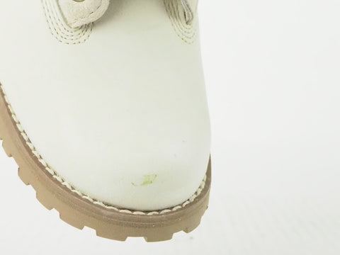 Youths Timberland Fold Over Premium 6 Inch 21726 Cream Leather Fur Lined Boots