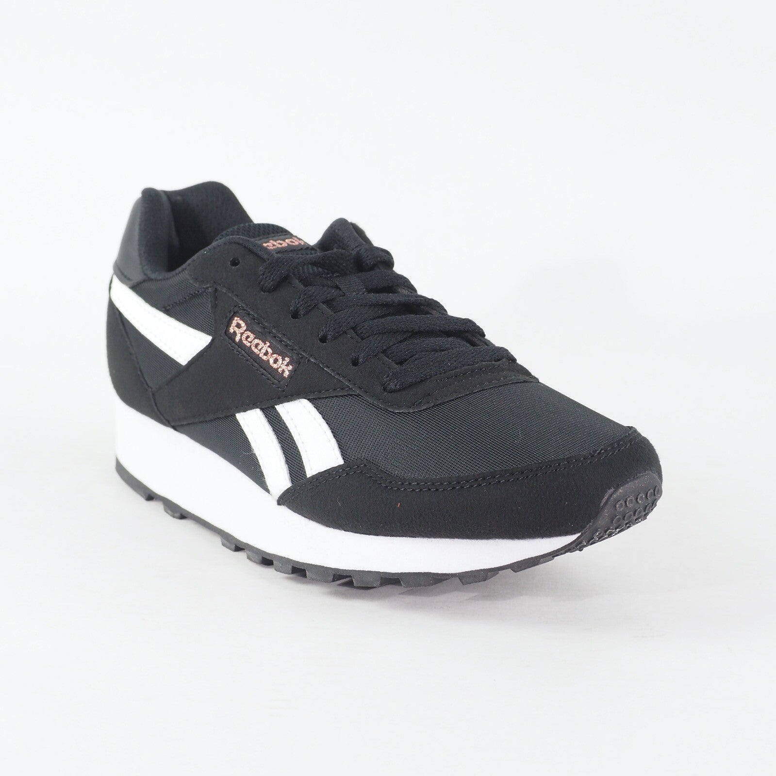 Womens Reebok Rewind Run FX2957 Black White Fabric Lace Up Casual Trainers