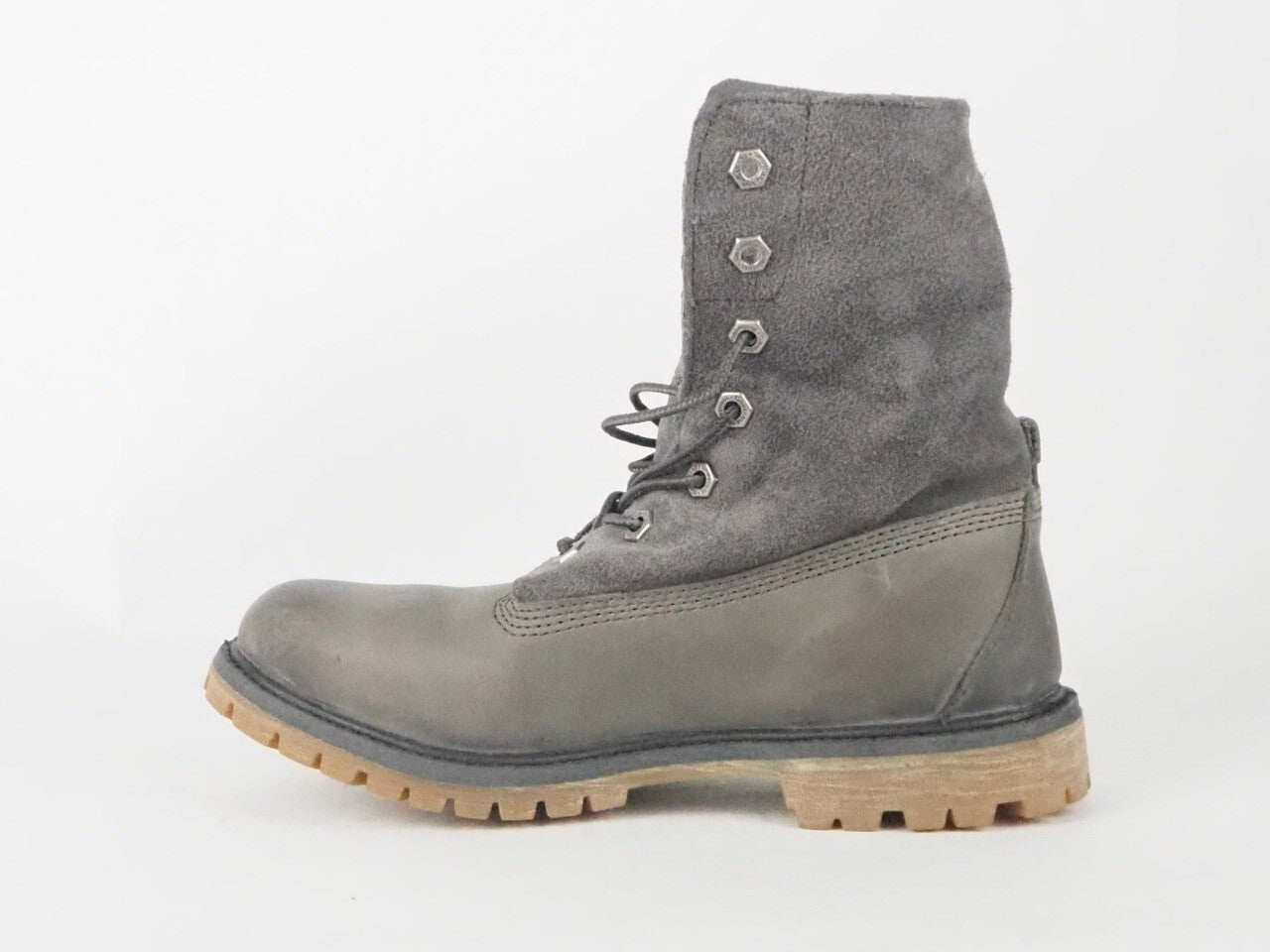 Womens Timberland Roll Top 8308A Grey Leather Lace Up Boots
