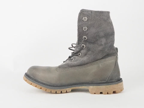 Womens Timberland Roll Top 8308A Grey Leather Lace Up Boots