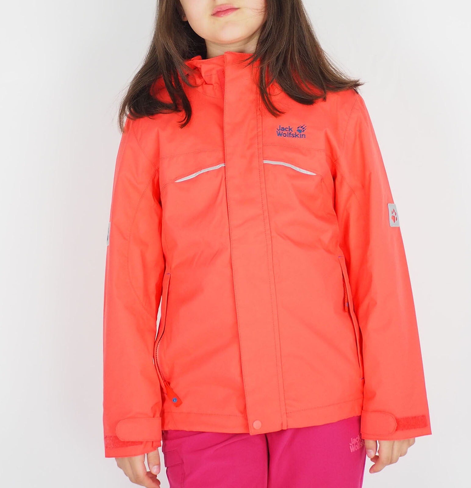 Girls Jack Wolfskin Topaz Texapore 1604772 Hot Coral Waterproof Jacket