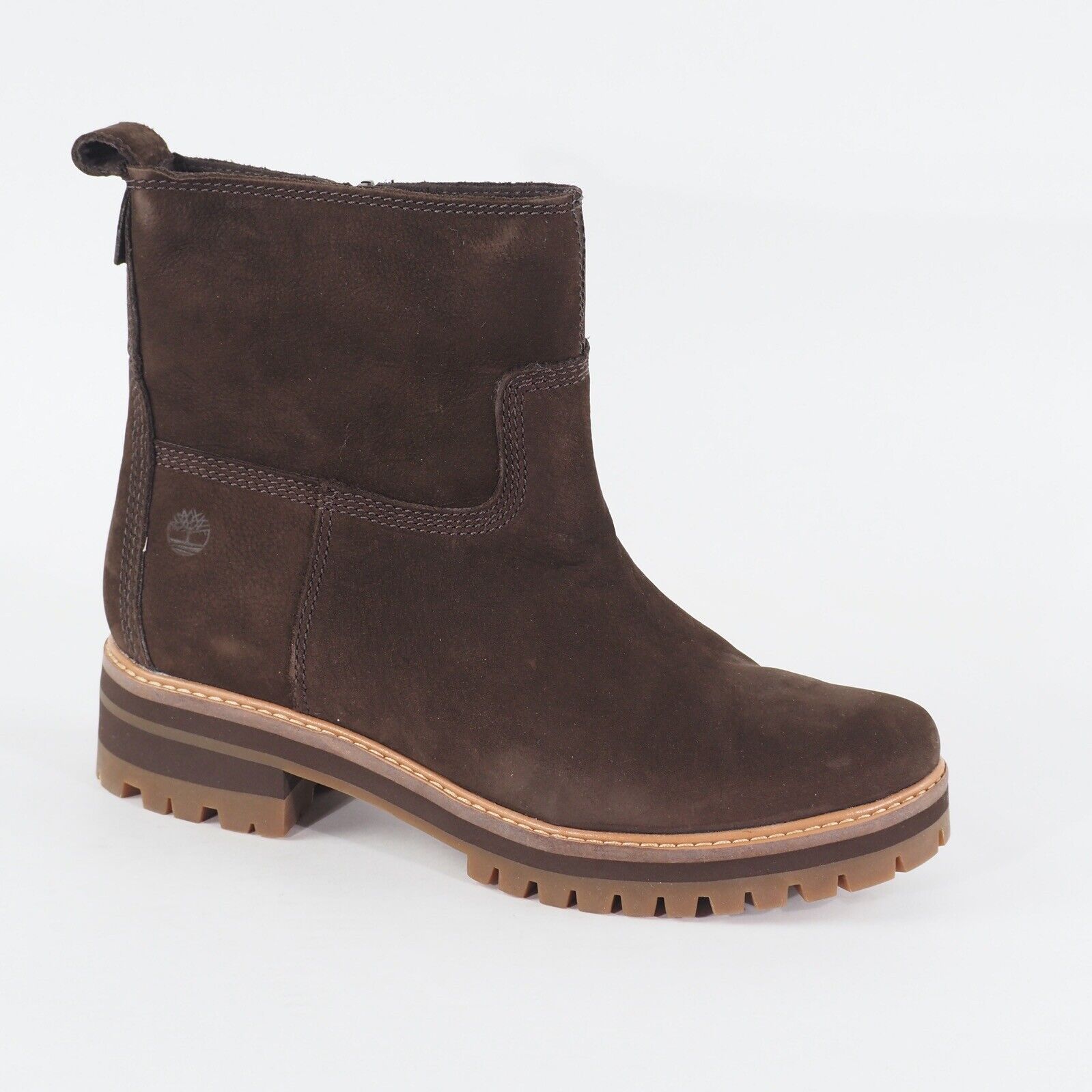 Womens Timberland Courmayeur Brown Leather Zip Side Warm Faux fur In Boots