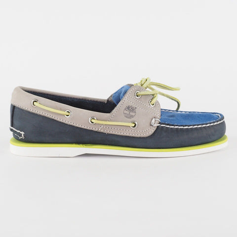 Mens Timberland 2 Eye 6963A Blue Leather Lace Up Boat Casual Walking Shoes