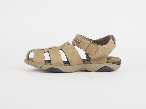 Juniors Timberland Oyster River 80983 Beige Leather Touch Fasten Casual Sandals
