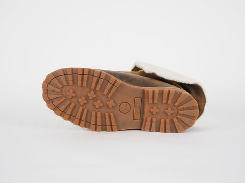 Girls Timberland Shearling Turnover A18IA Brown Leather Lace Up Winter Boots