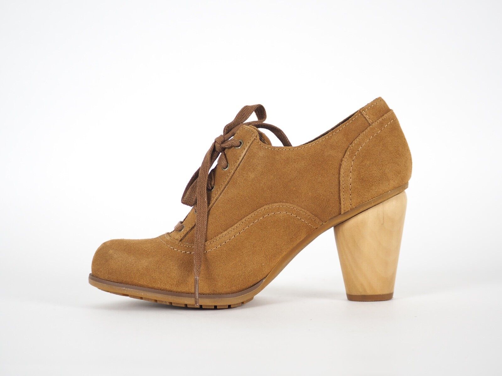 Womens Timberland Earthkeepers 3829R Light Brown Leather Lace Up High Heel Boots