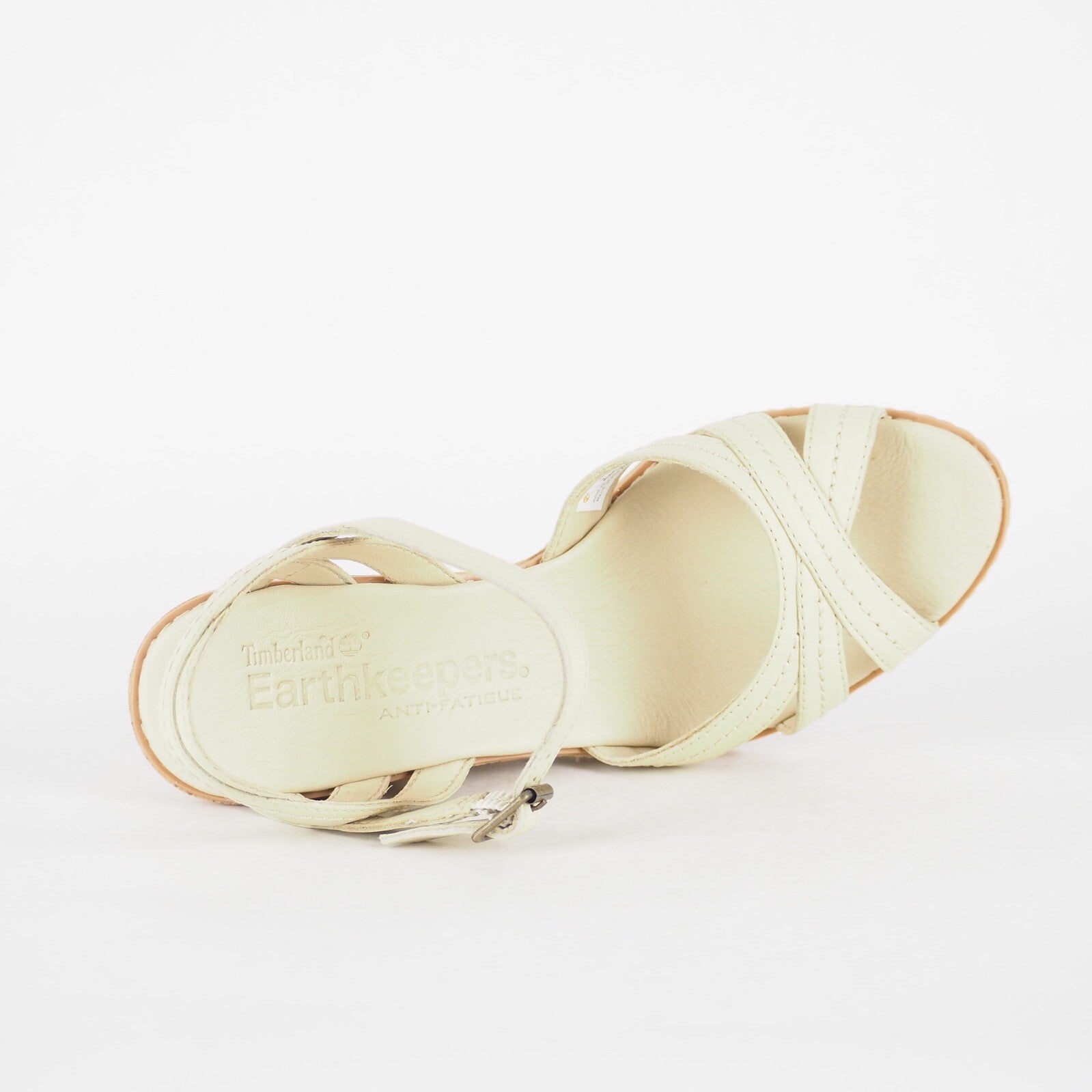 Womens Timberland Maeslin 8045R Beige Leather Summer Shoes Wedge Strappy Sandals