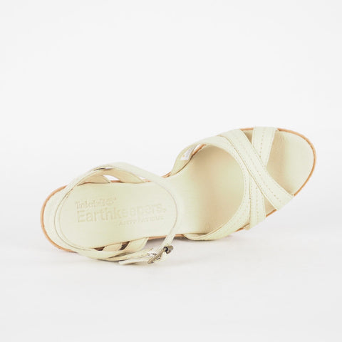 Womens Timberland Maeslin 8045R Beige Leather Summer Shoes Wedge Strappy Sandals