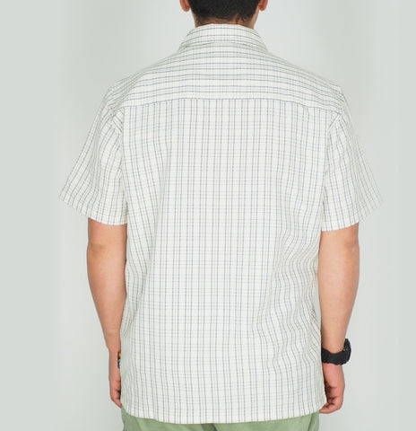 Mens Jack Wolfskin Thompson 1401041 White Sand Checks Short Sleeved Shirt 