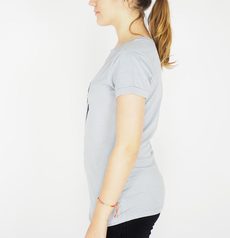 Womens Jack Wolfskin Round Neck 1806931 Light Grey Graphic Short Sleeve T-Shirt