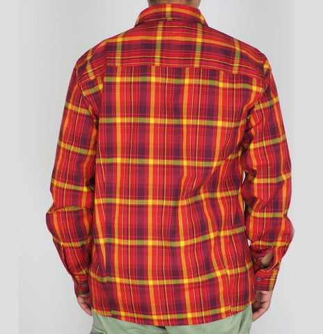 Mens Jack Wolfskin Maitland II 1401861 Dried Tomato Checks Long Sleeved Shirt 
