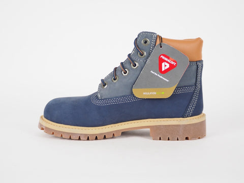 Boys Timberland 6 In Premium A119B Blue Leather Nubuck Casual Kids Chukka Boots