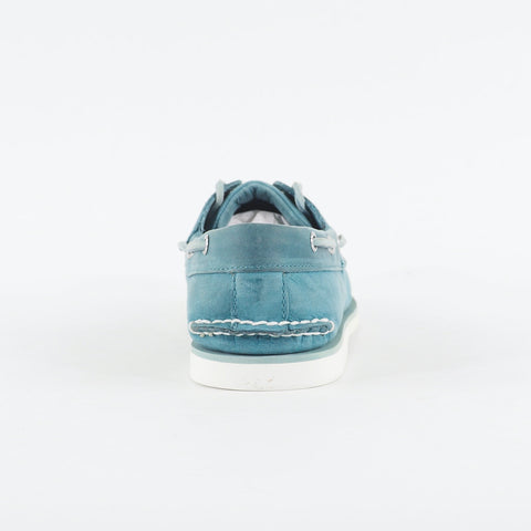 Mens Timberland Classic 2 Eye 29596 Teal Leather Lace Up Casual Boat Shoes