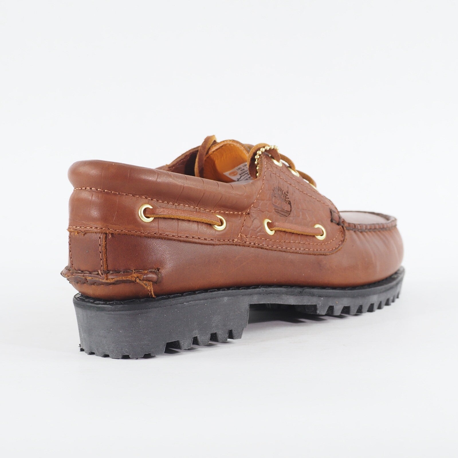 Mens Timberland Authentic Handsewn A68QY Brown Leather Lace Up Casual Boat Shoes