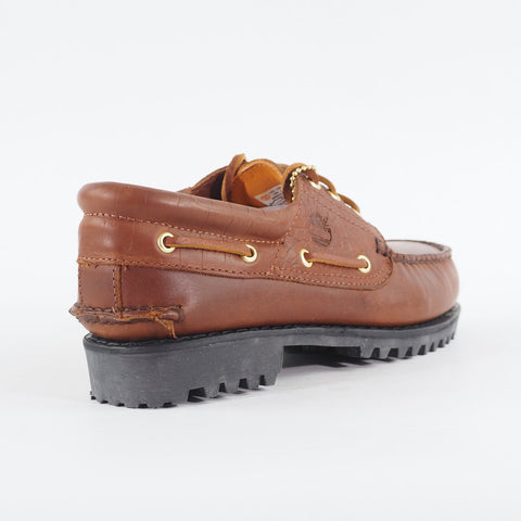 Mens Timberland Authentic Handsewn A68QY Brown Leather Lace Up Casual Boat Shoes