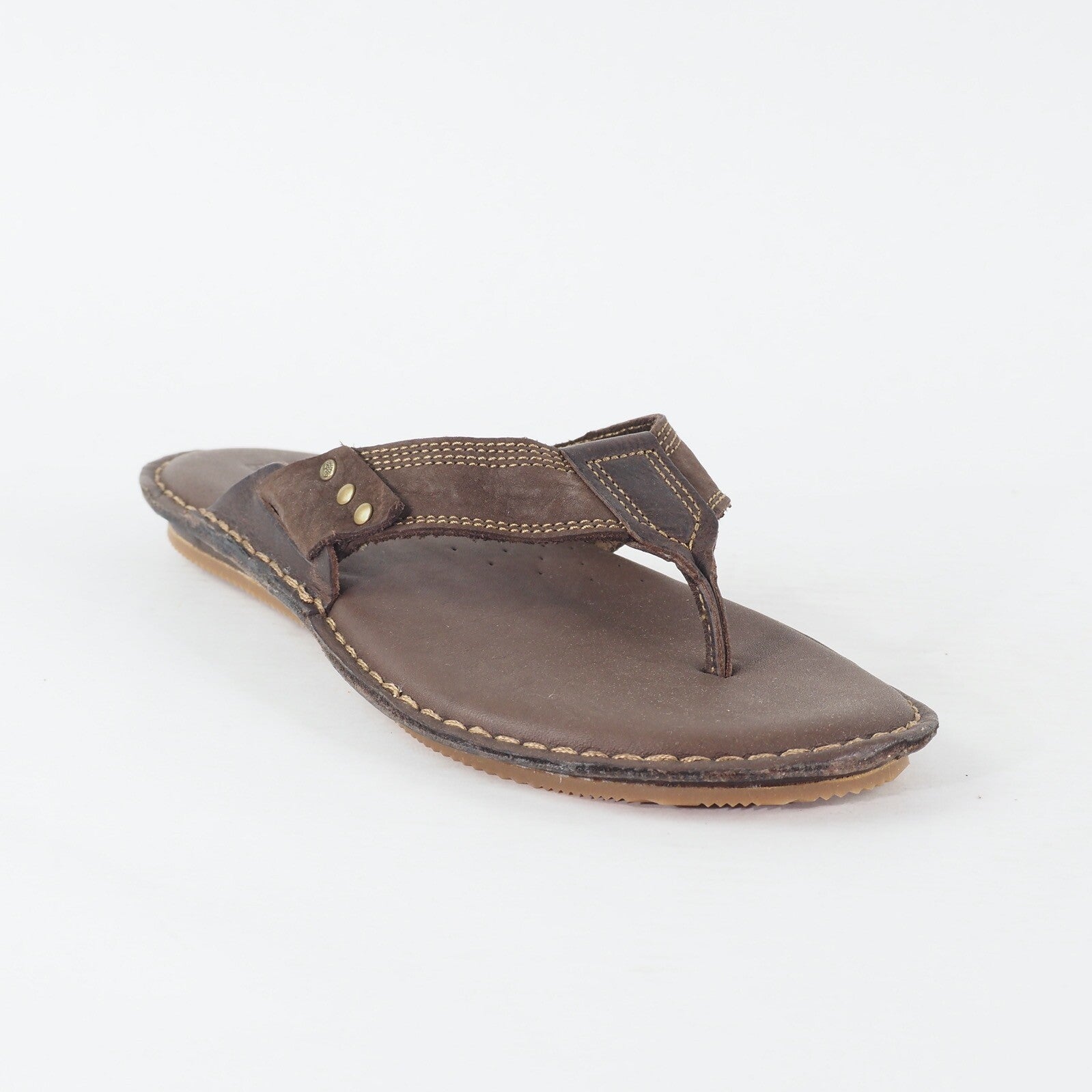 Mens Timberland EK Handcraft 5143A Dark Brown Leather Thong Casual Flip Flop