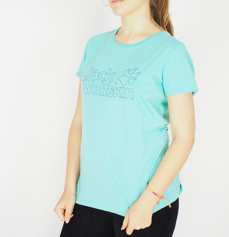 Womens Jack Wolfskin 1804681 Pool Blue Shortsleeve Top Casual Basic T Shirt