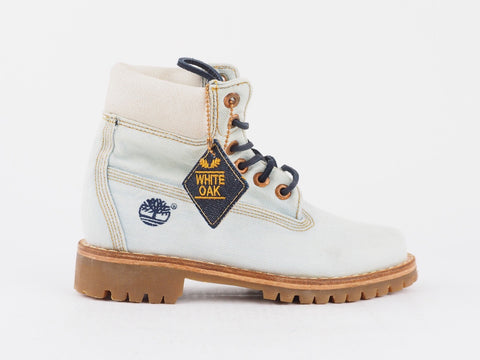 Womens Timberland 6In Premium Denim Blue Jeans A1G83 Lace Up Ankle Ladies Boots