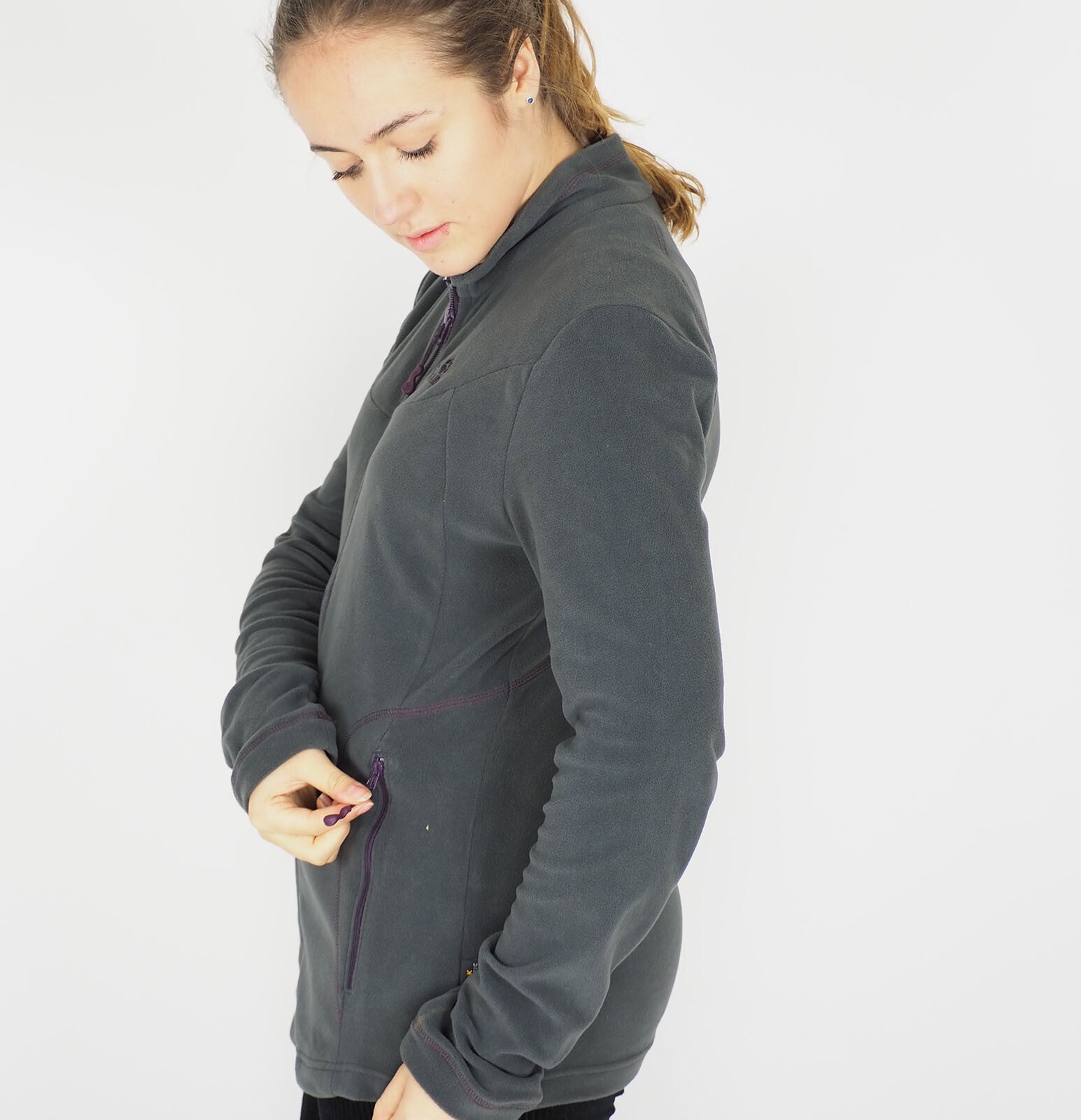 Womens Jack Wolfskin Performance 1701511 Dark Steel Zip Up Fleece Sweatshirt