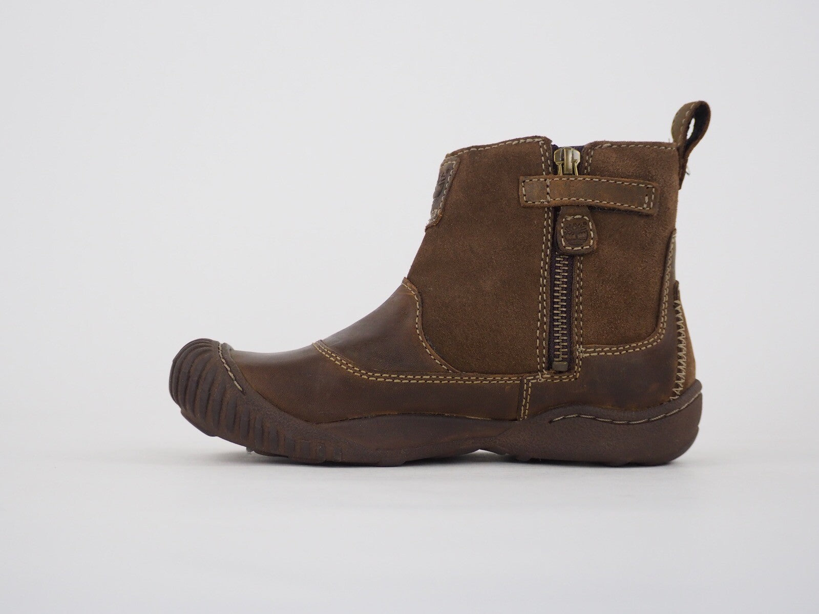 Children Timberland Crown PT 32709 Brown Leather Side Zip Kids Chelsea Boots