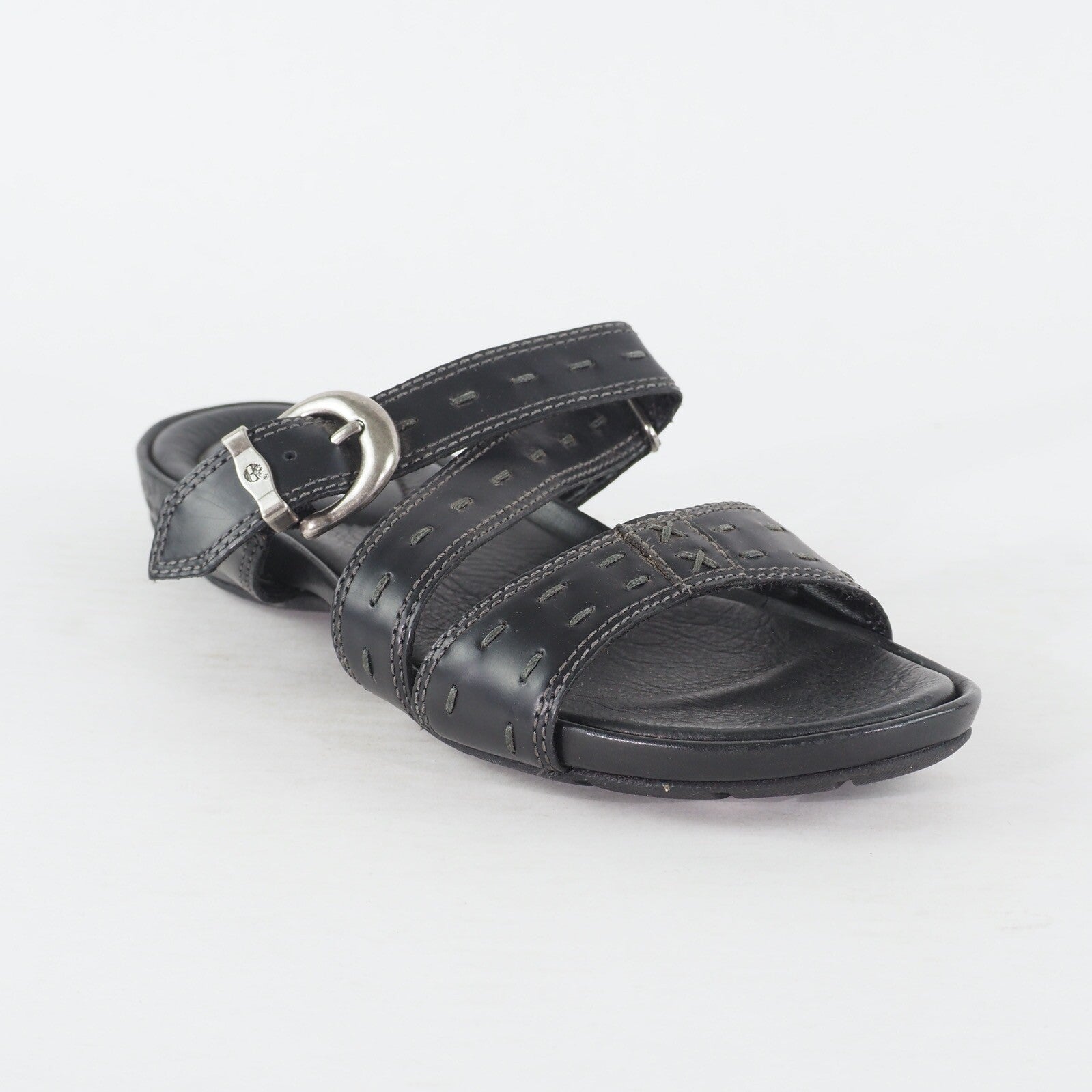Womens Timberland Pleasant Bay Slide 25636 Black Leather Buckle Casual Sandals
