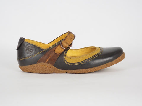 Womens Timberland Bayden MJ 24644 Dark Brown Leather One Strap Ballet Flat Shoes