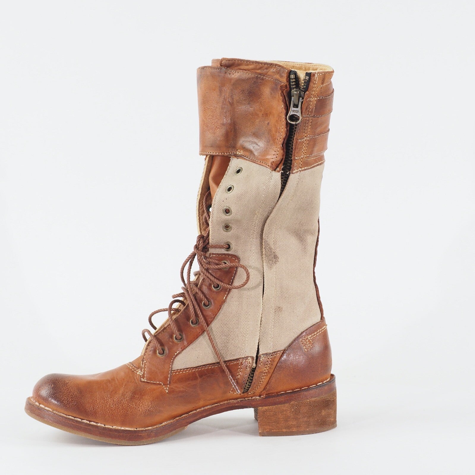 Womens Timberland Lucille Boot Company 67625 Tan Leather Casual Zip Side Boots