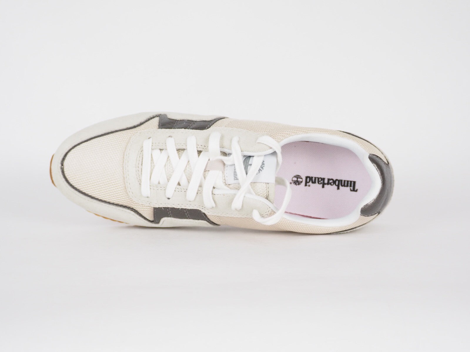 Womens Timberland Retro Runner A1G5J Beige Leather Lace Up Casual Low Trainers