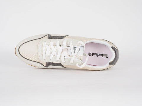 Womens Timberland Retro Runner A1G5J Beige Leather Lace Up Casual Low Trainers