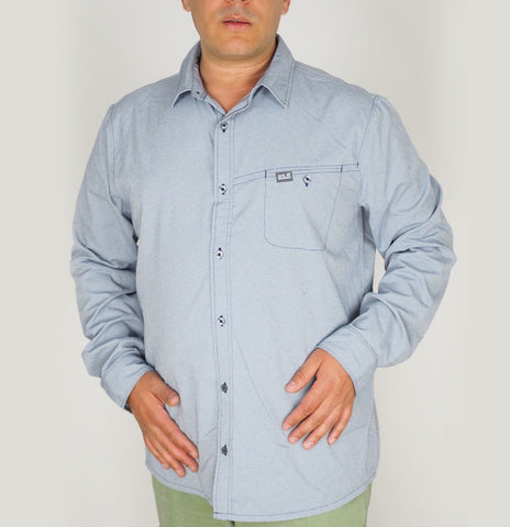 Mens Jack Wolfskin Mackay 1401881 Night Blue Long Sleeve Shirt 