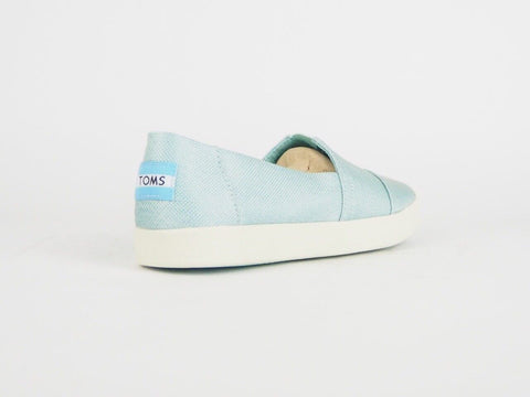Womens Toms Avalon Turquoise Shiny Woven Flats Slip On Ladies Trainers Uk 4