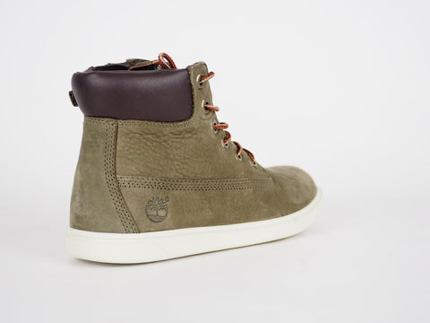 Boys Timberland Groveton 6 Inch A1625 Green Leather Laced Zip Up Chukka Boots