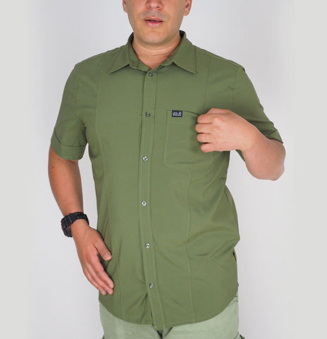 Mens Jack Wolfskin Egmont 1401692 Burnt Olive Short Sleeved Shirt 
