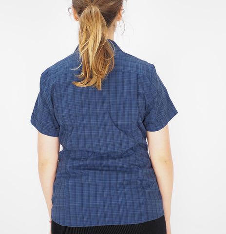 Womens Jack Wolfskin M Stretch 1400552 Night Blue Short Sleeve Button Up Shirt