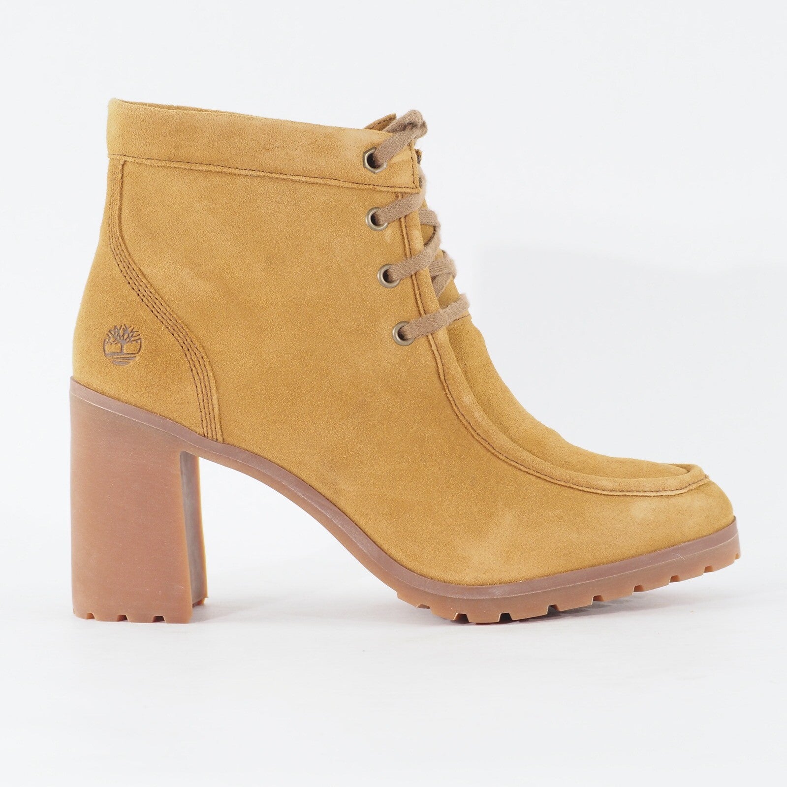 Womens Timberland Allington Chukka A1KBJ Wheat Leather Lace Up Heeled Boots 