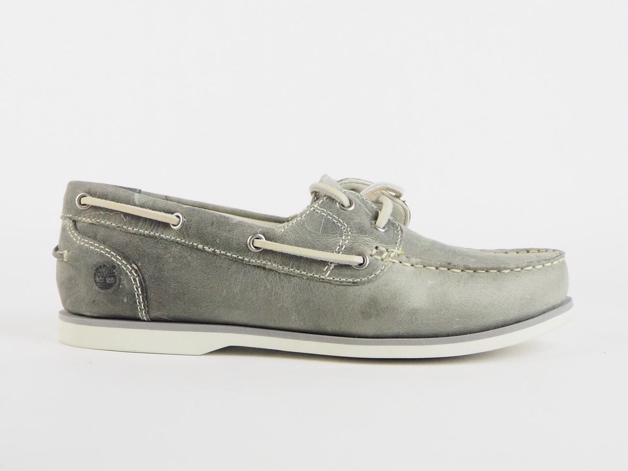 Womens Timberland Damen Amherst 2 Eyed  27618 Grey Leather Lace Up Boat Shoes