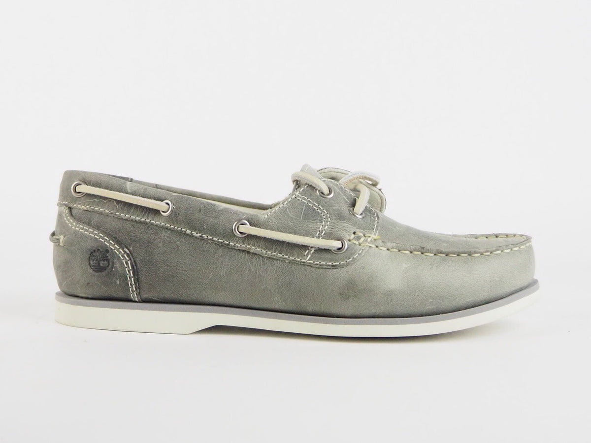 Womens Timberland Damen Amherst 2 Eyed  27618 Grey Leather Lace Up Boat Shoes