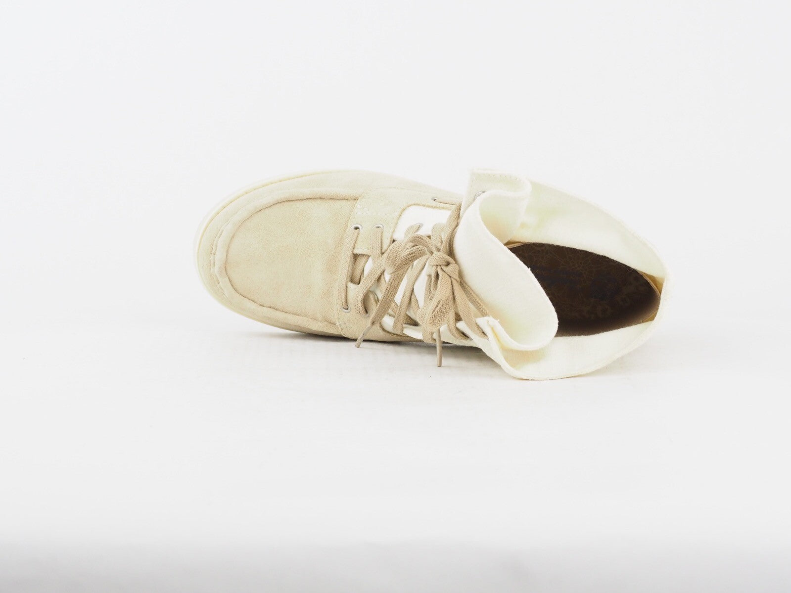 Womens Timberland Brattle Fold Down 26696 Beige Lace Up Leather Casual Boots