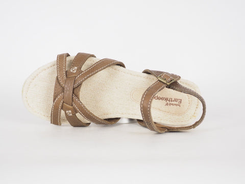 Womens Timberland EK Ankle Strap 8058R Brown Leather Casual Flat Summer Sandals