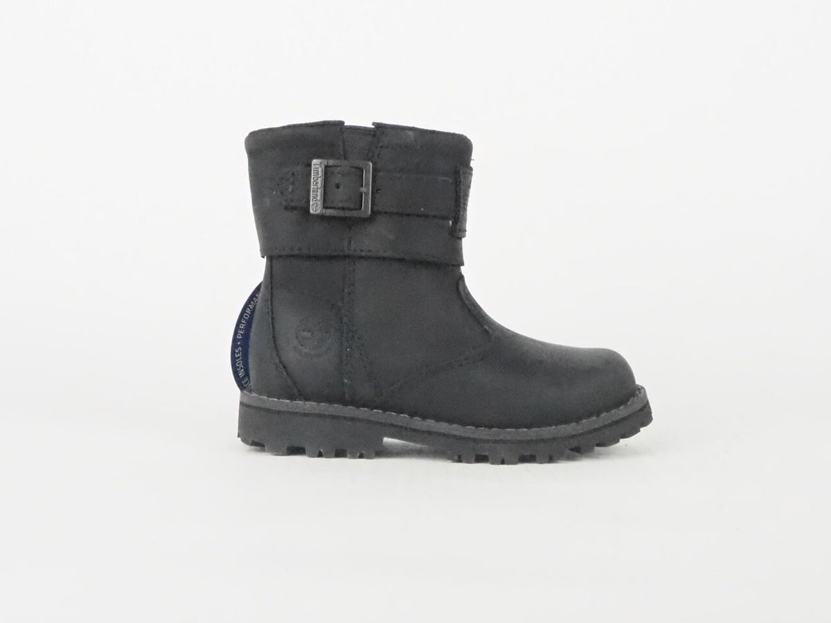 Toddlers Timberland Asphalt Trail 8388R Black Leather Zip Up Girls Boots