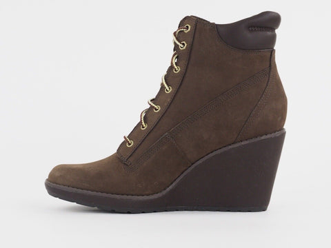 Womens Timberland EK Mariden 8447R Brown Leather Platform Shoes Chukka Boots
