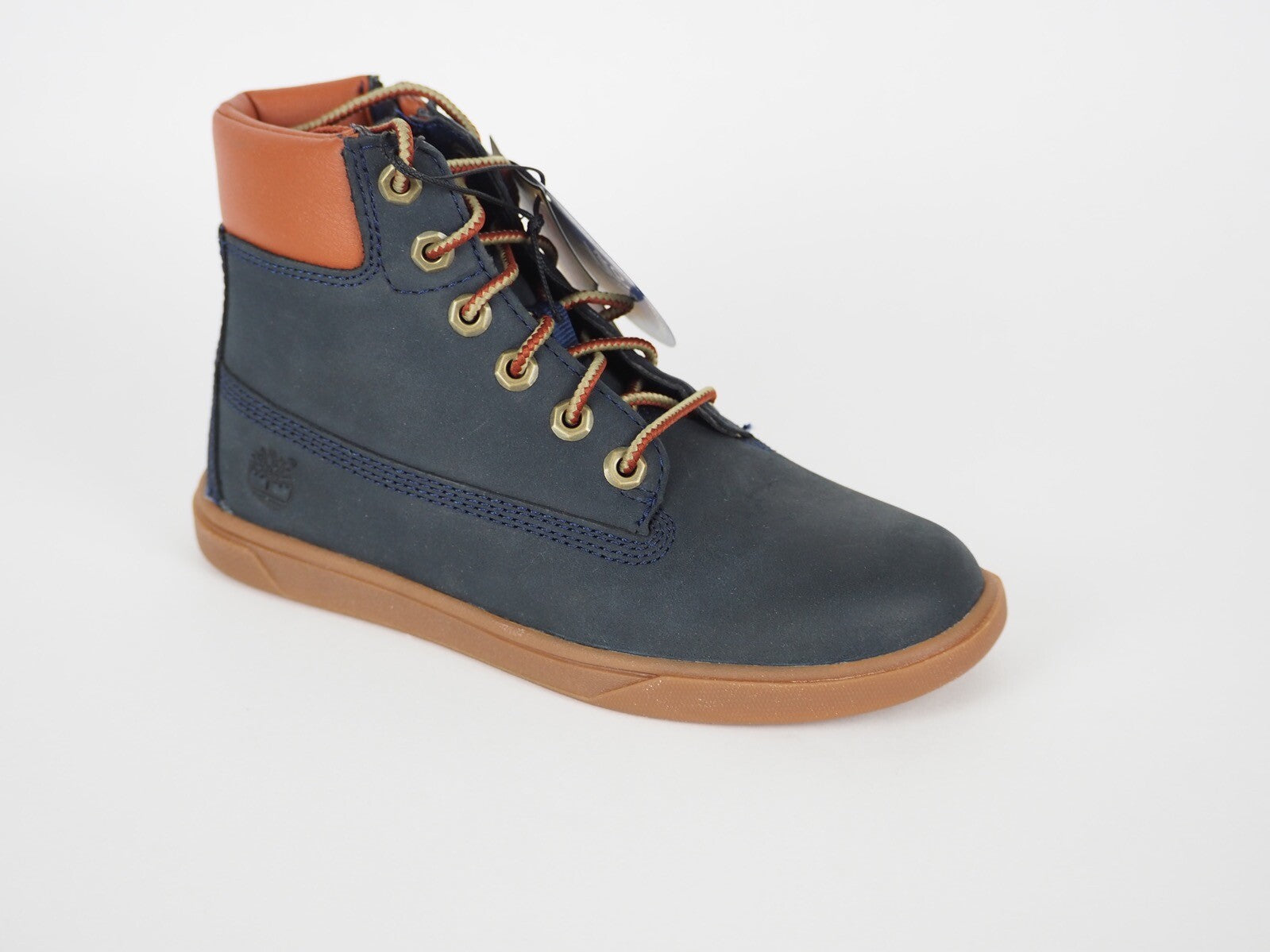 Boys Timberland Groveton A143X Blue Leather Lace Up Kids Winter Chukka Boots