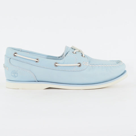 Womens Timberland EK Amherst 2 Eye 8339B Light Blue Leather Casual Boat Shoes