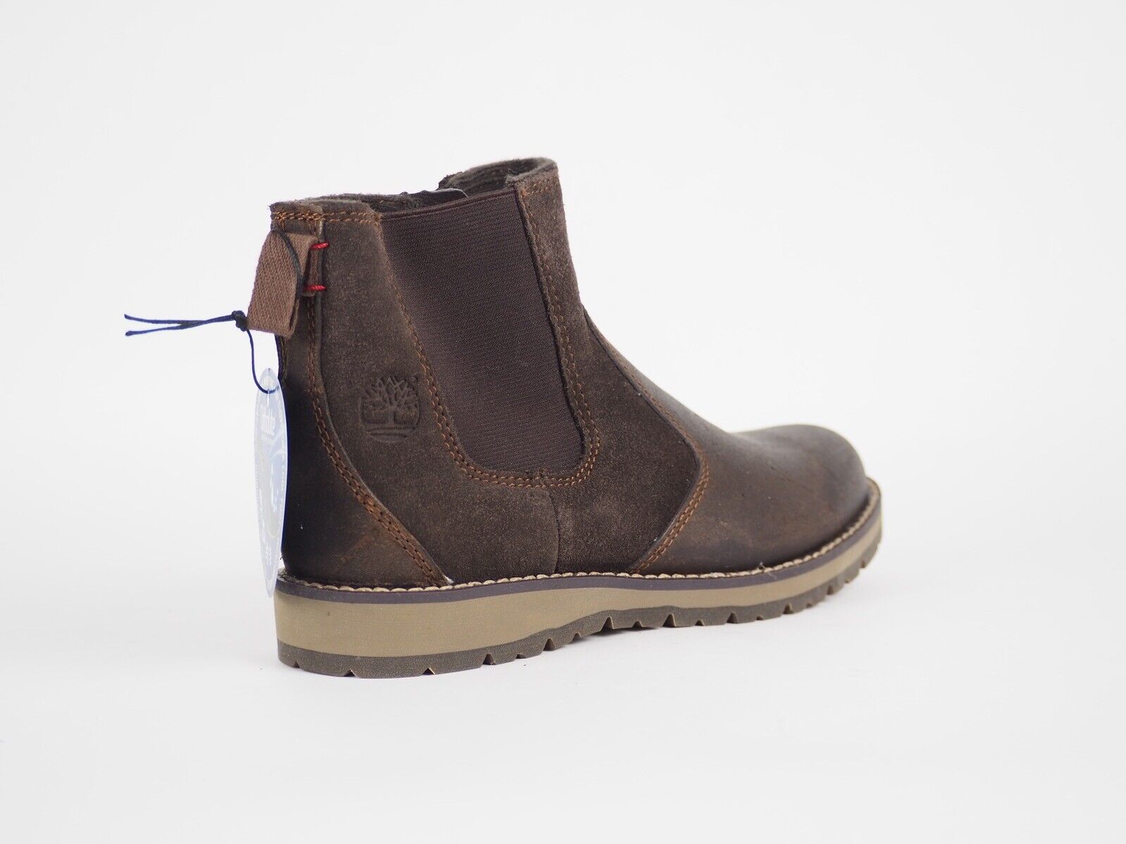 Boys Timberland EK A17G7 Dark Brown Leather Zip Up Casual Winter Chelsea Boots