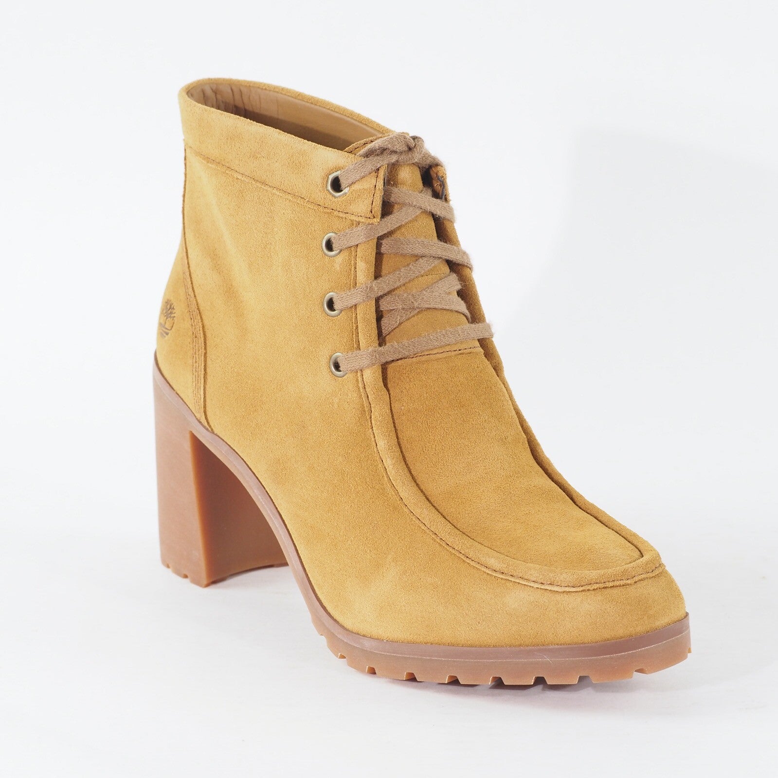 Womens Timberland Allington Chukka A1KBJ Wheat Leather Lace Up Heeled Boots 