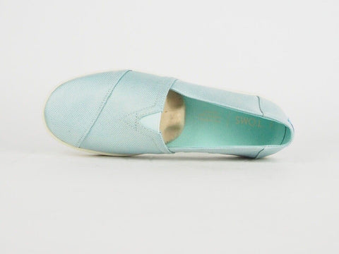 Womens Toms Avalon Turquoise Shiny Woven Flats Slip On Ladies Trainers Uk 4