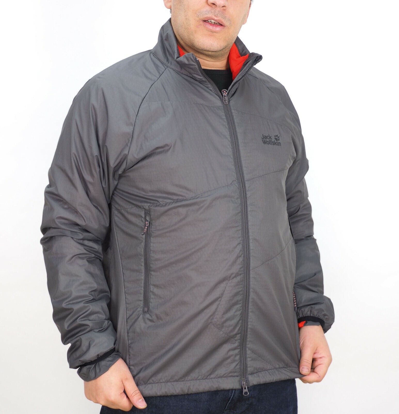 Mens Jack Wolfskin Alphatec 1201691 Zip Up Grey Breathable Alpine Treck Jacket