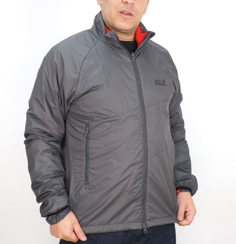 Mens Jack Wolfskin Alphatec 1201691 Zip Up Grey Breathable Alpine Treck Jacket