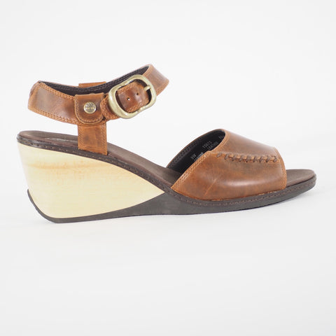 Womens Timberland Lascaux 15675 Brown Leather Open Toe Strap Up Walking Shoes 